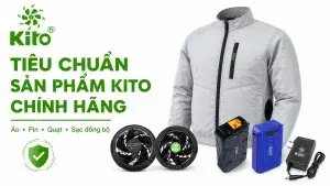 Tiêu chuẩn sản phẩm KITO chính hãng với áo pin quạt sạc đồng bộ