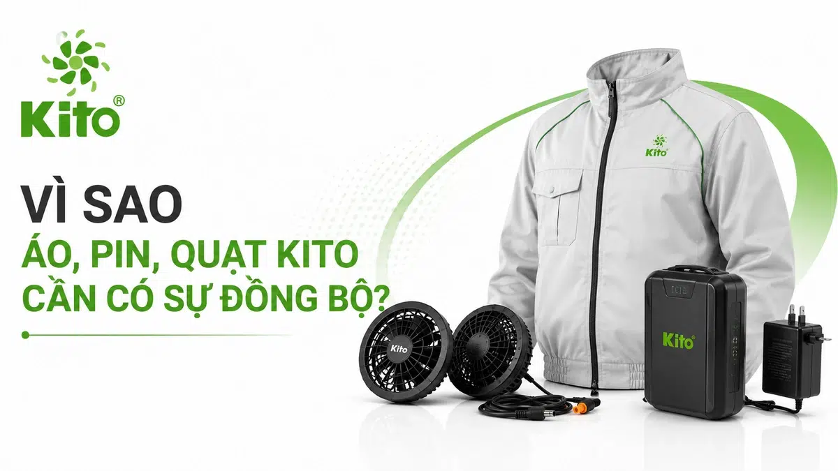 Bộ áo điều hòa KITO đồng bộ áo, pin, quạt dùng khi làm việc nhà