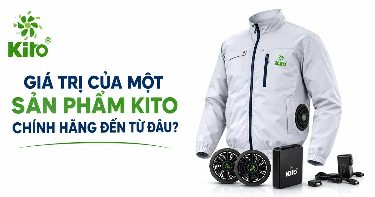 Sản phẩm KITO chính hãng gồm áo điều hòa, pin, quạt và phụ kiện đồng bộ