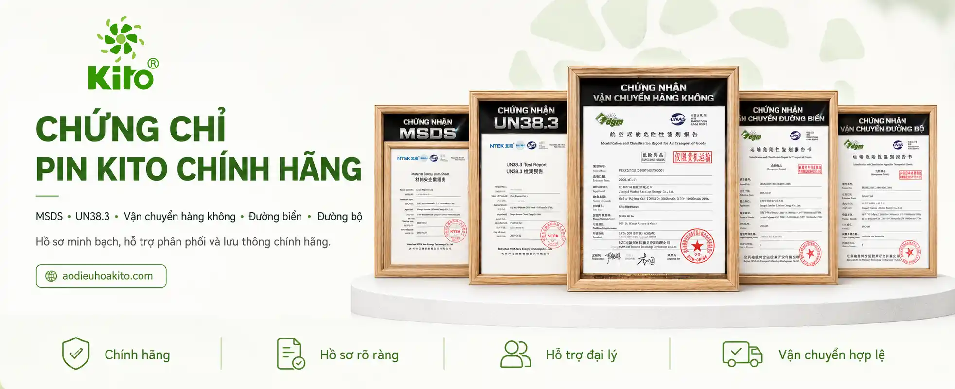 Chứng nhận pin KITO chính hãng liên quan điều kiện bảo hành KITO