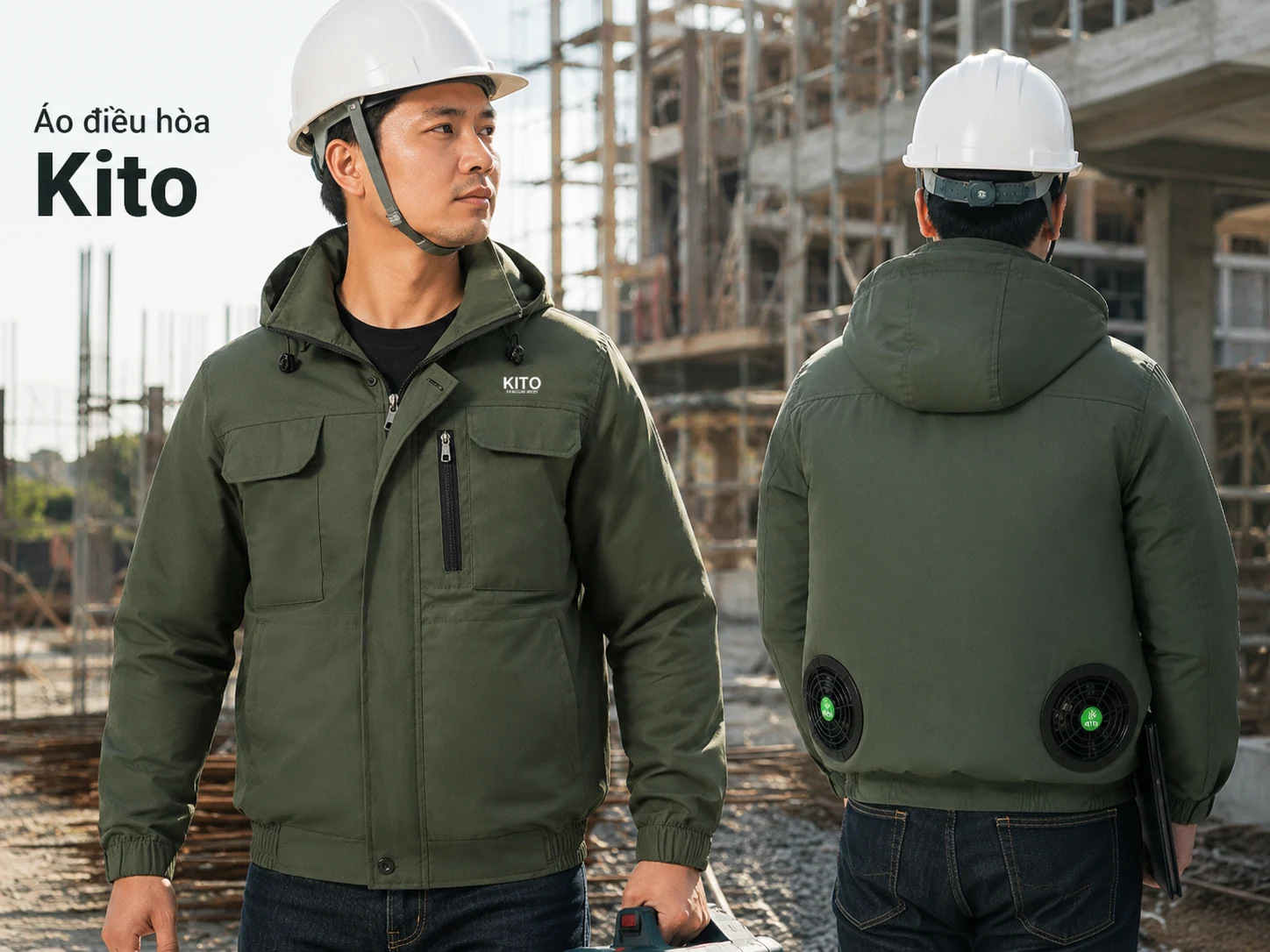 Người lao động mặc áo KITO trong môi trường công trình